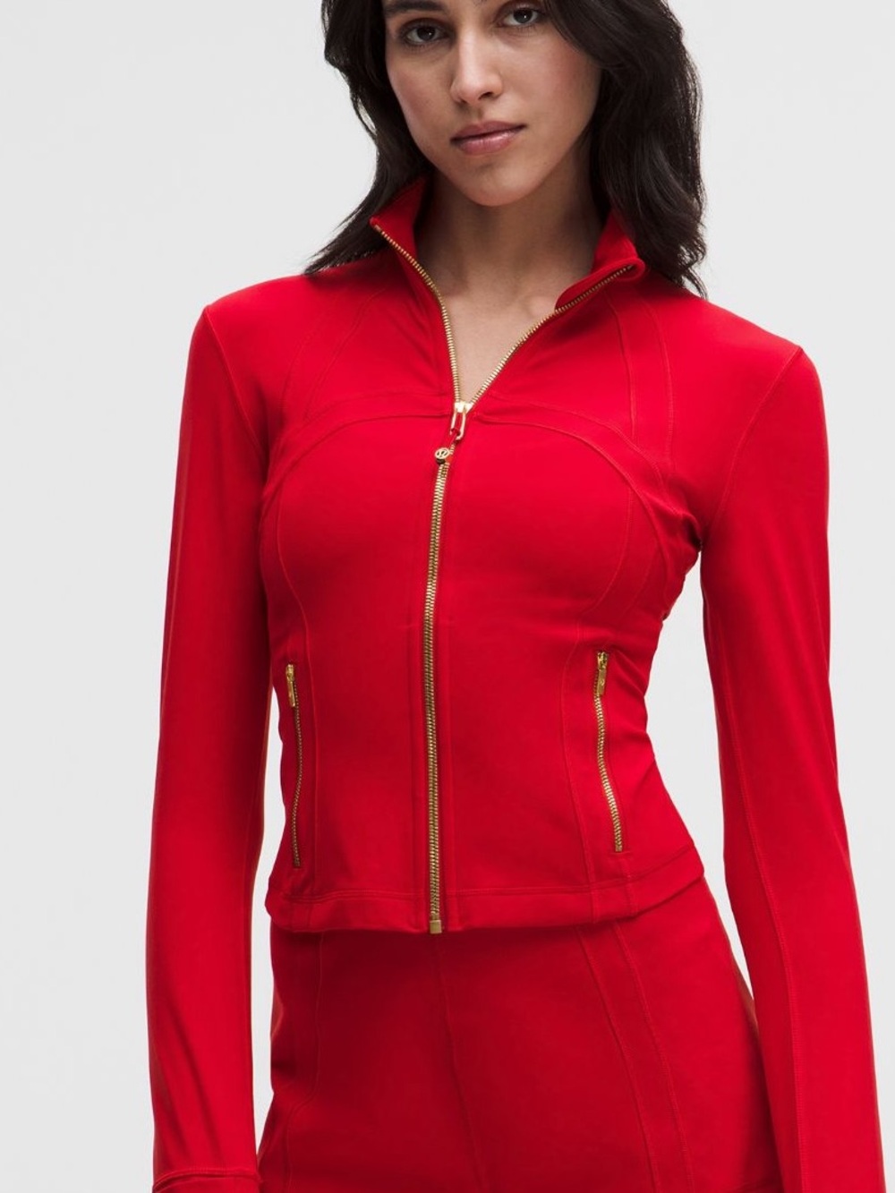 NWOT Lululemon Oxford Red define Nulu Zip-Front Jacket - cropped w gold zipper 4